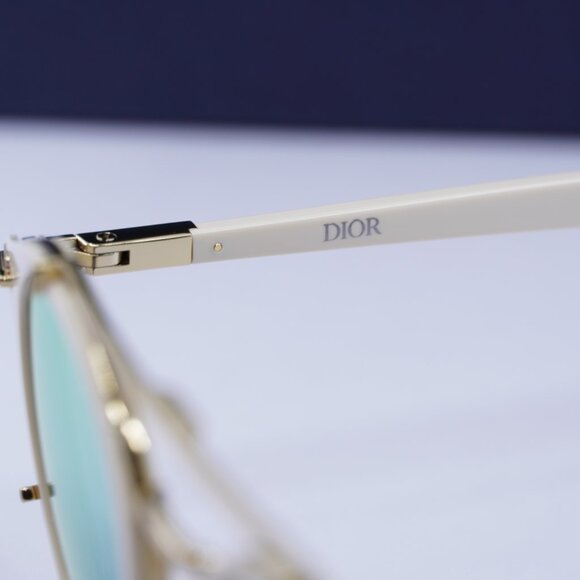 Dior DIORBLACKSUIT R7U 95H6 Round Sunglasses - Ivory/Gold/Green Mirror - Picture 6 of 10